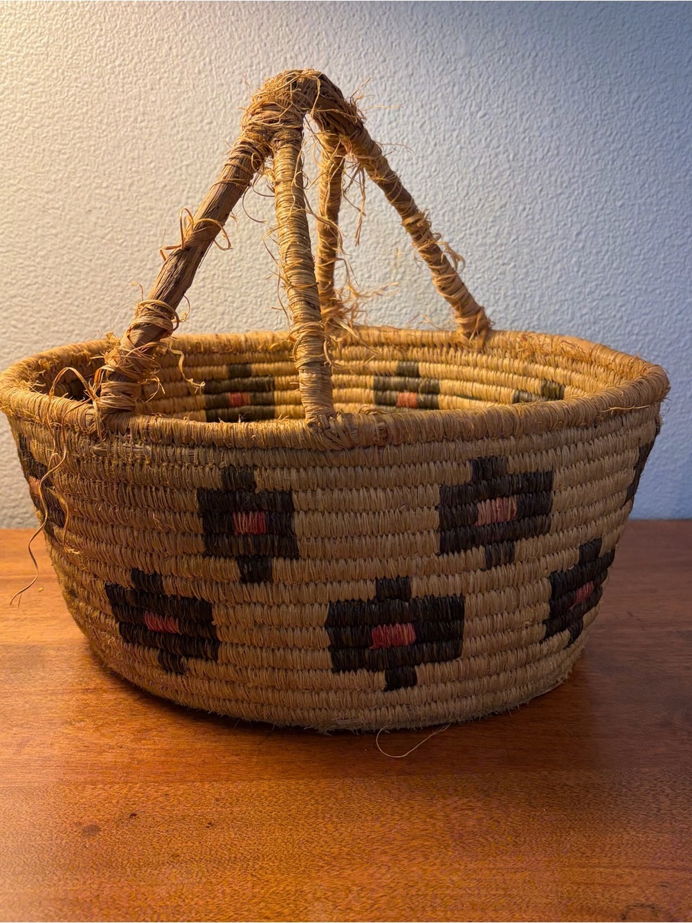 Antique 1900s Quinault Native American Basket geometric